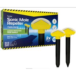 Twin Pack 2 Ultrasonic Mole Rat Mouse Repeller Garden Deterrent